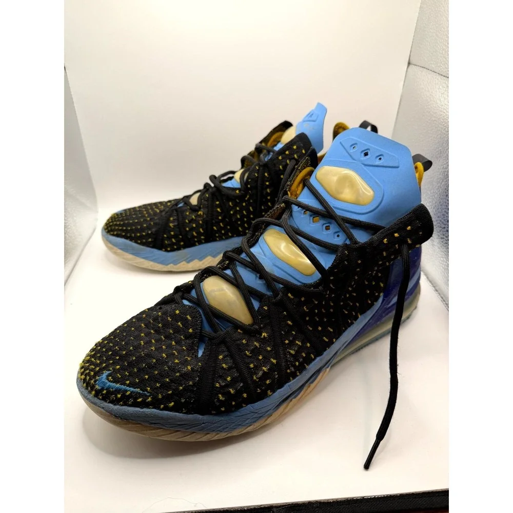 Nike LeBron 18 Lakers Heritage CQ9283-006 Men 11.5 Sneaker Black Basketball Shoe